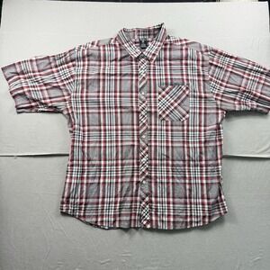 Blue Gear BG Size XL Men's Red & Gray Plaid Button Up Loose Fit